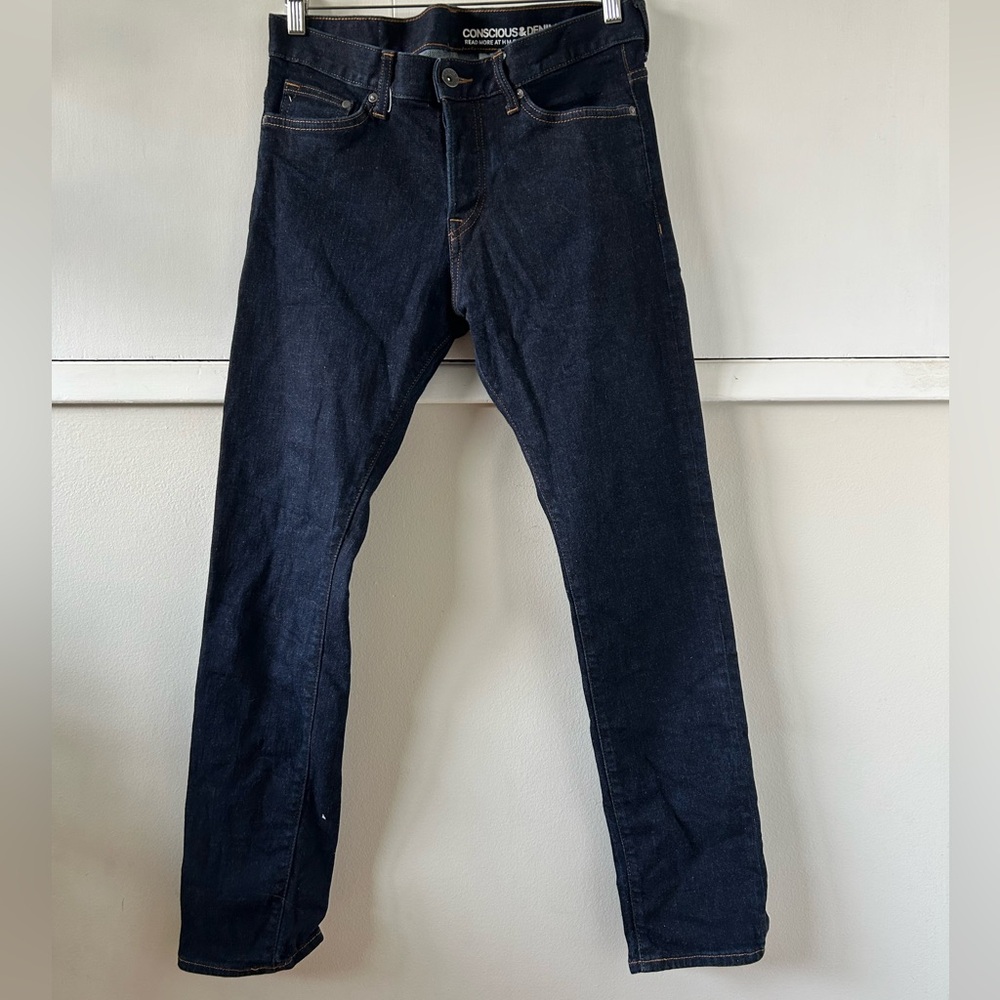 H&M Men's Slim Straight Jeans - Dark Blue